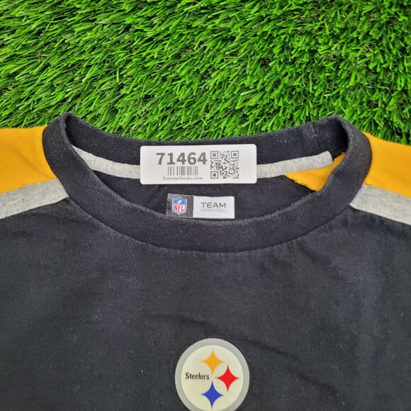 Pittsburgh-Steelers Shirt Large 23x26 Spellout Black Yellow - Picture 10 of 12